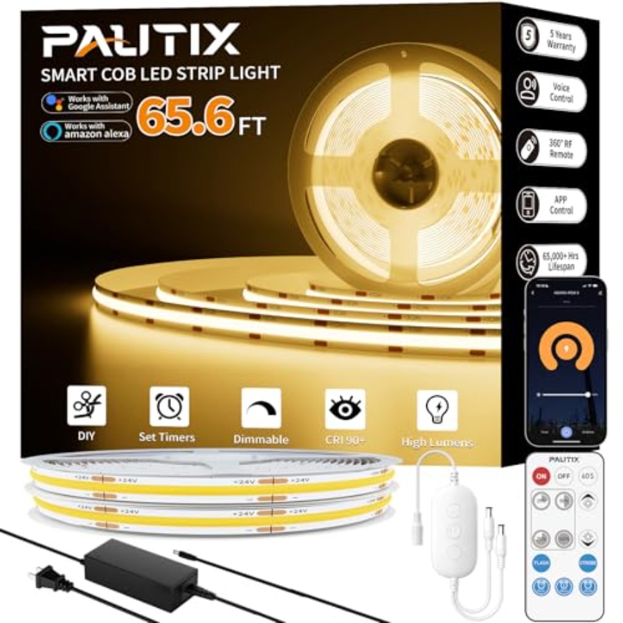 Led Strip Lights - COB LED Strip Lights 65.6ft/20m Warm