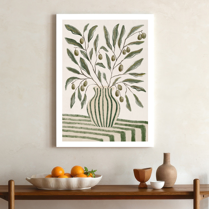 Home Decor Green - Nordic Olive Branch Canvas Print Sage