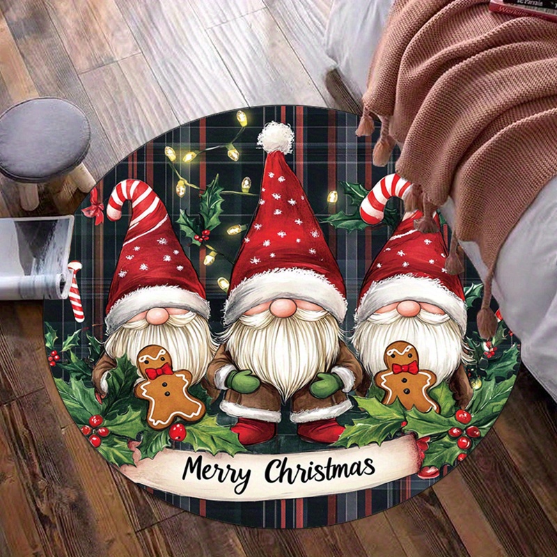 Home Xmas Decor Ideas - Christmas Gnomes Round Rug Plush Floor