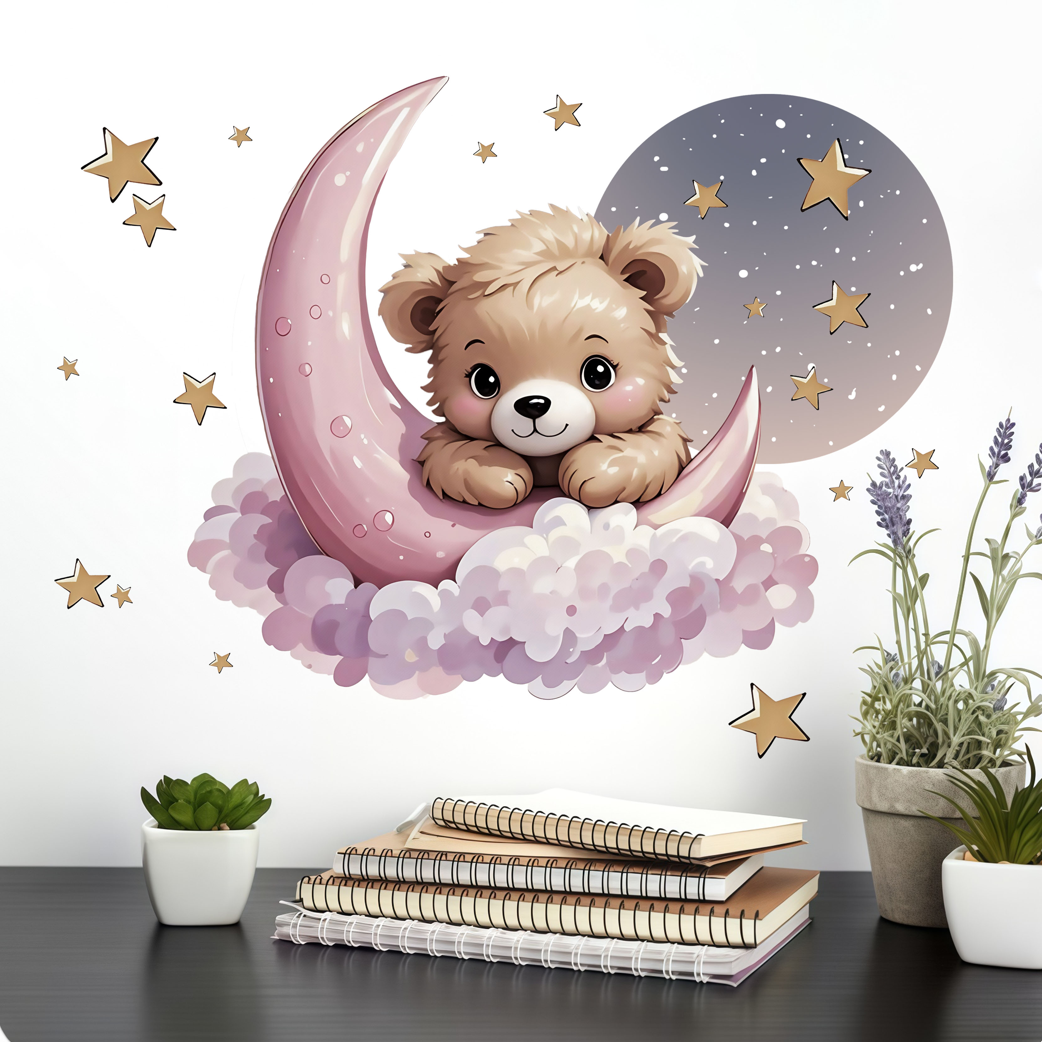 Home Decor Wallpaper - New Arrival Bear Star Moon Night