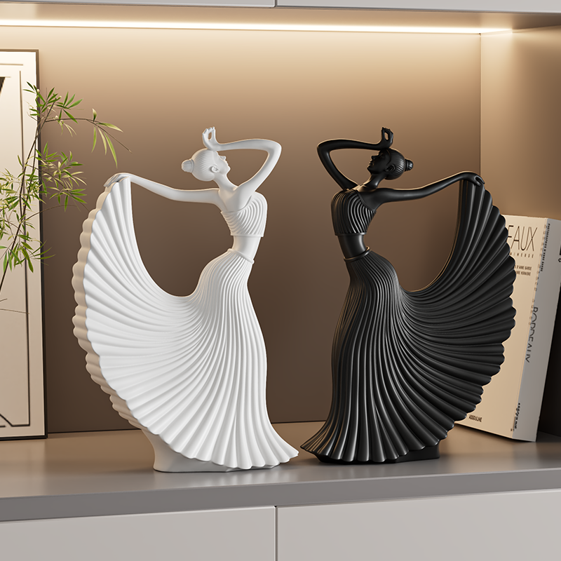 Abstract Sculpture Resin - Figurine Sculpture White Abstract Dancing Girl