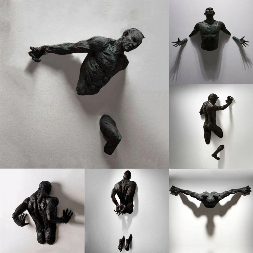 Abstract Sculpture Resin - 3D Through Wall Figure Sculpture Imitation
