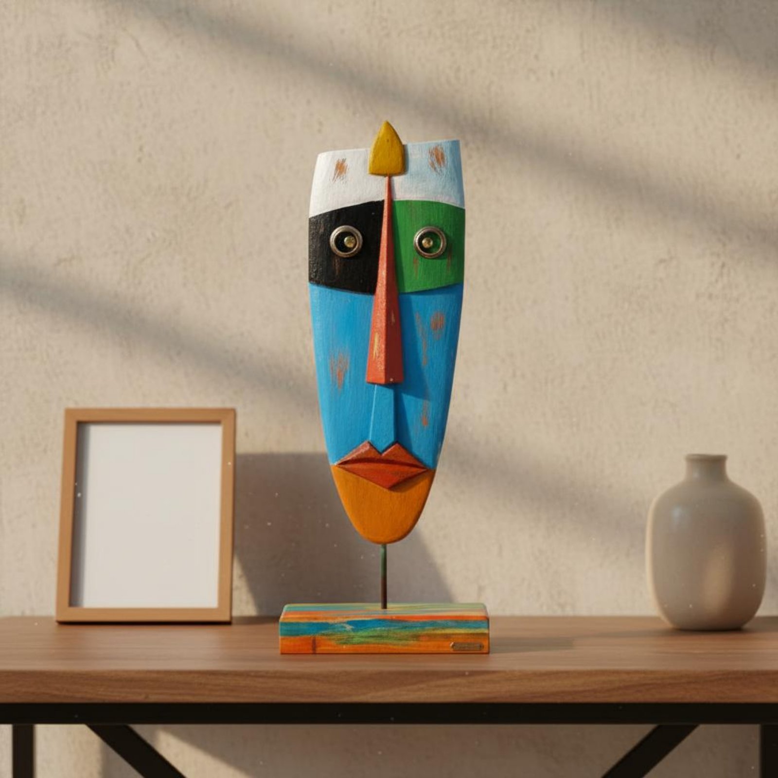 Abstract Sculpture Resin - Tribal Totem Figure Hand Painted Abstract