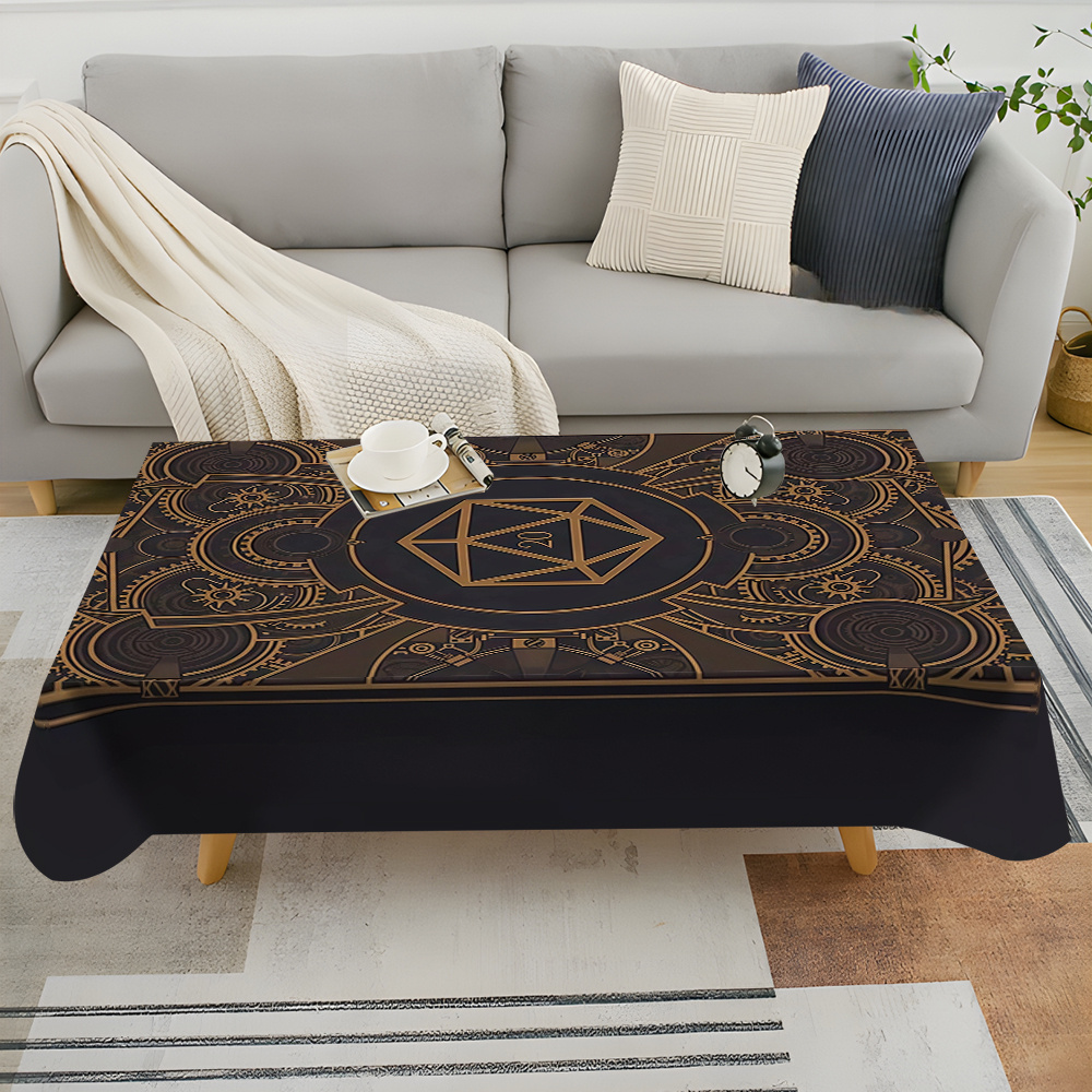 Home Decor Room - Steampunk Black Golden Gear Pattern Tablecloth