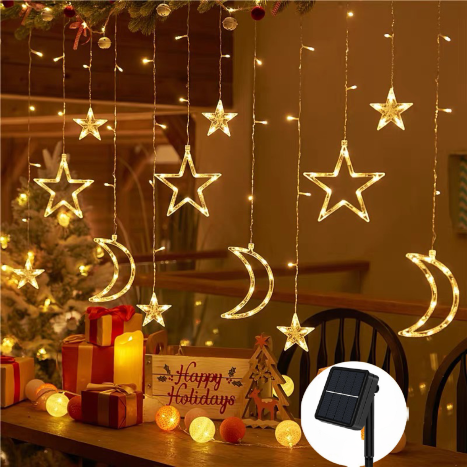 Hanging Moon Lamp - 3.5M Solar Battery Powered Star Moon