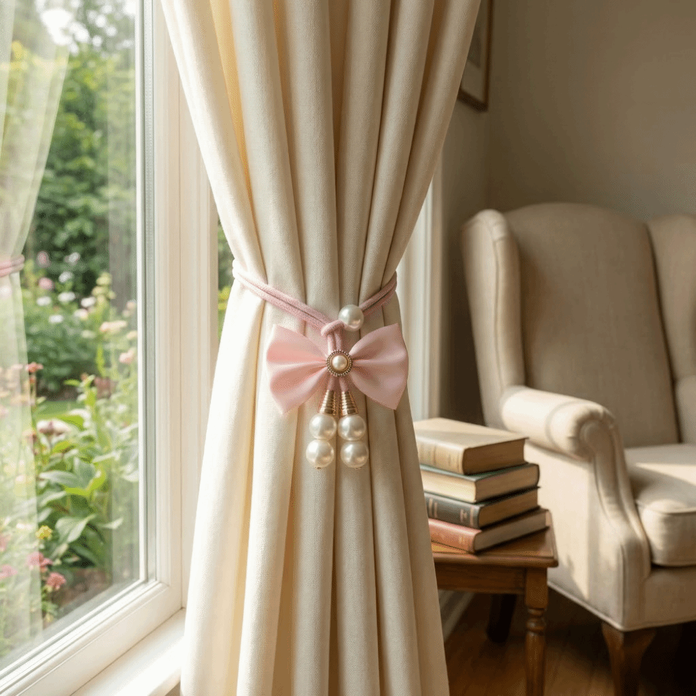 Home Decor Curtains - 2 PCS Home Decor Adjustable Bowknot