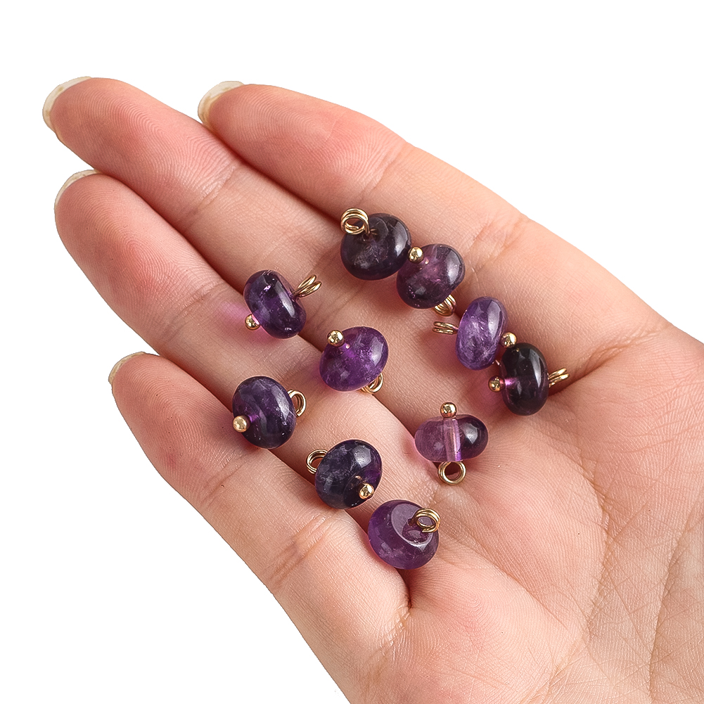 Home Decor Curtains - 2pcs Random Amethyst Flat Bead Hanging