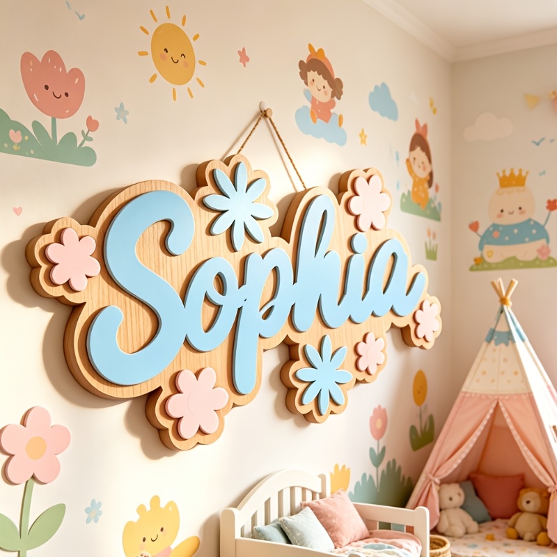 Home Decor Com - Personalized Floral Themed Name Room Sign,