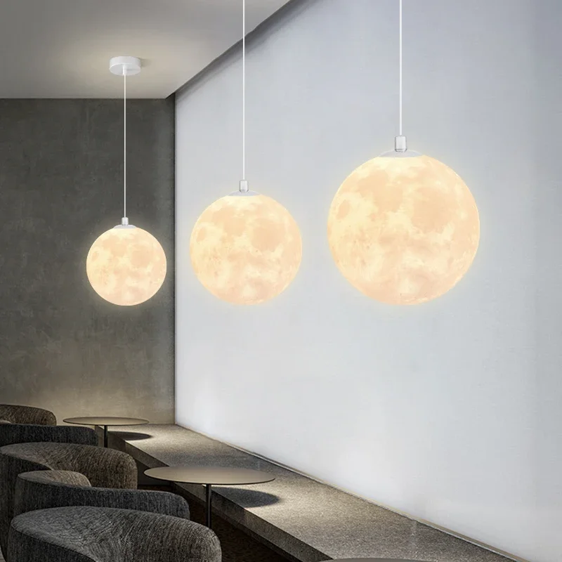 Hanging Moon Lamp - Modern LED Moon Pendant Chandeliers Lighting