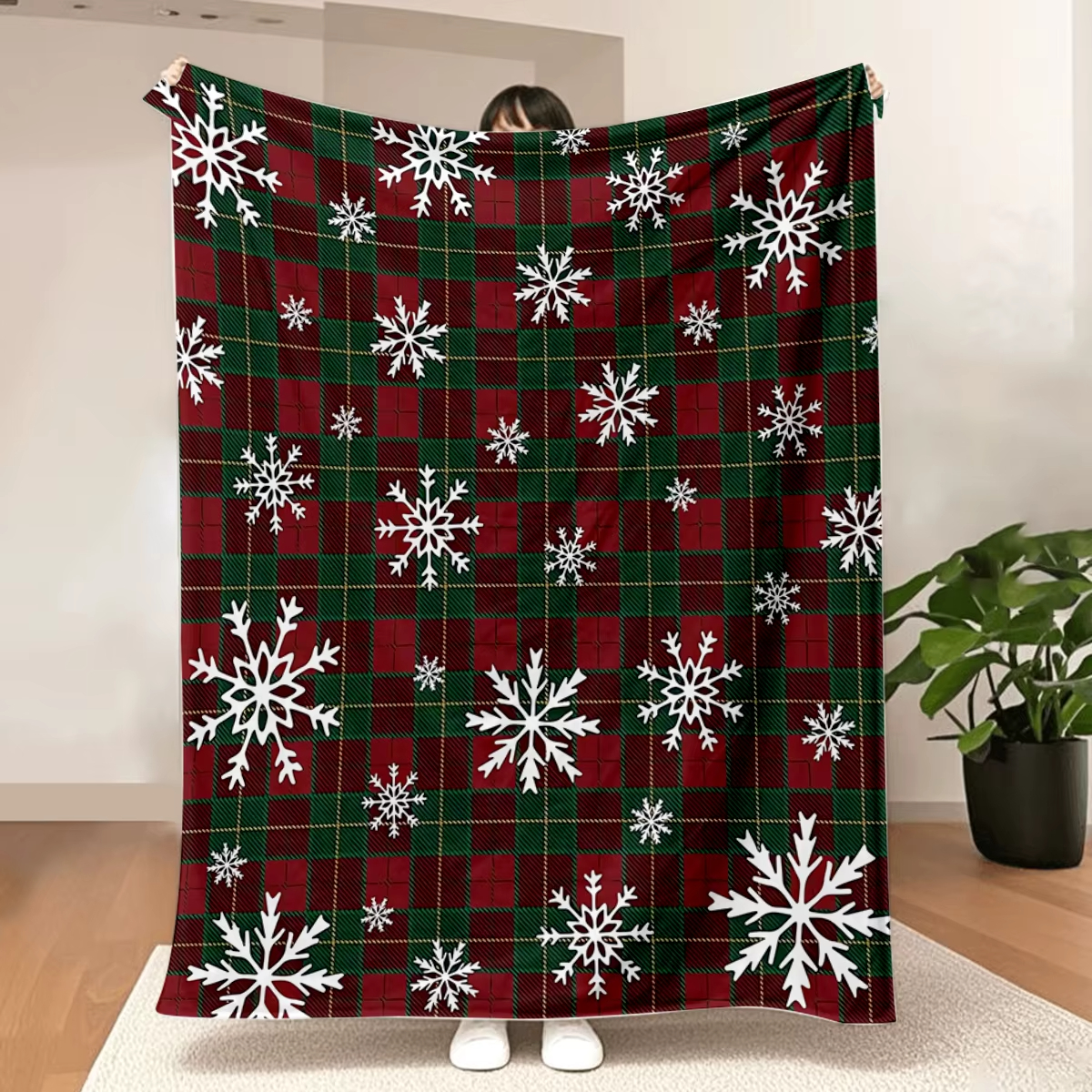 Xmas Plaid Fleece Blanket With - مراجعة Home Xmas Decor Ideas وسعره