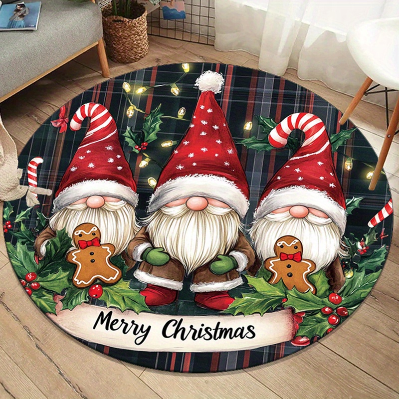 Christmas Gnomes Round Rug Plu - مراجعة Home Xmas Decor Ideas وسعره