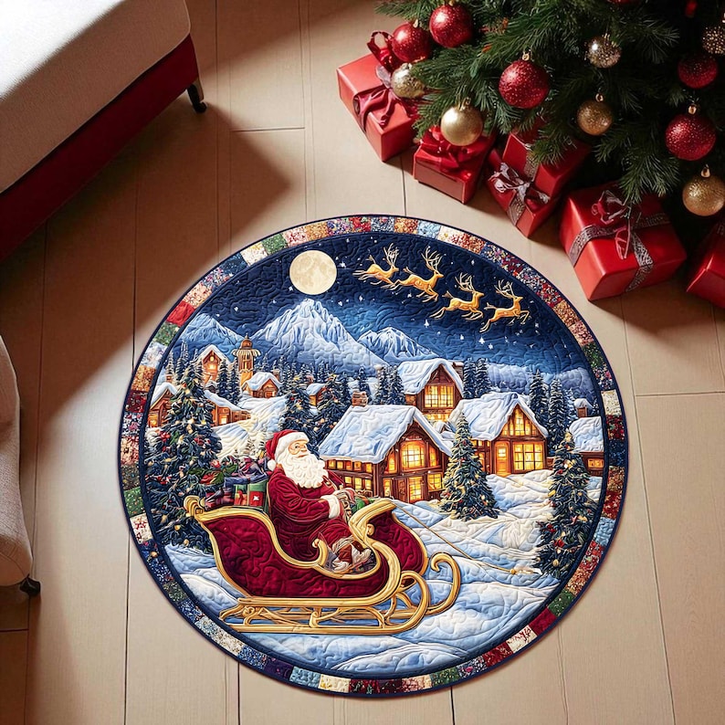 Santa Sleigh Christmas Round D - مراجعة Home Xmas Decor Ideas وسعره