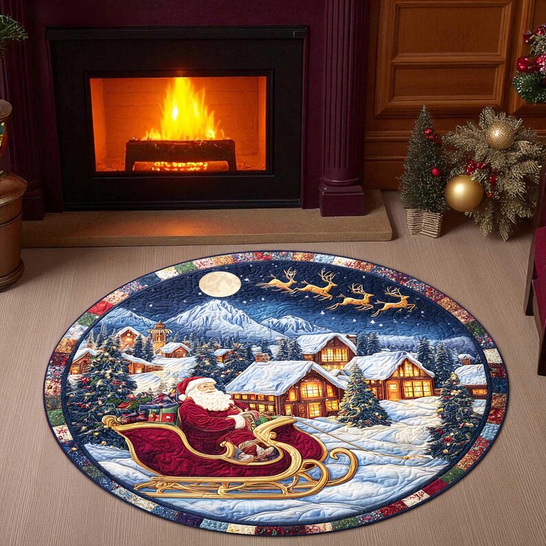 Santa Sleigh Christmas Round D - مراجعة Home Xmas Decor Ideas وسعره