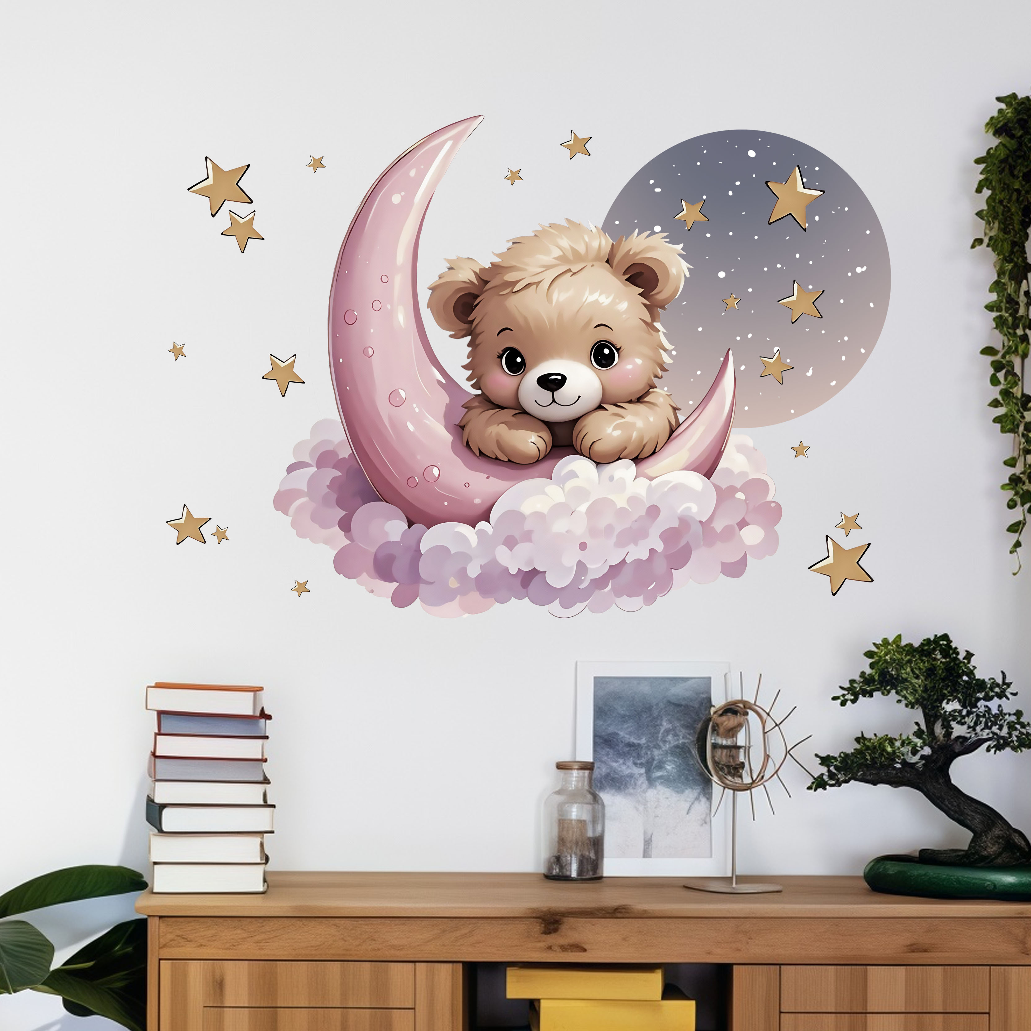 New Arrival Bear Star Moon Nig - مراجعة Home Decor Wallpaper وسعره