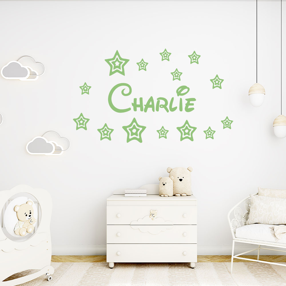 1pc Cartoon stars Custom Name  - مراجعة Home Decor Wallpaper وسعره