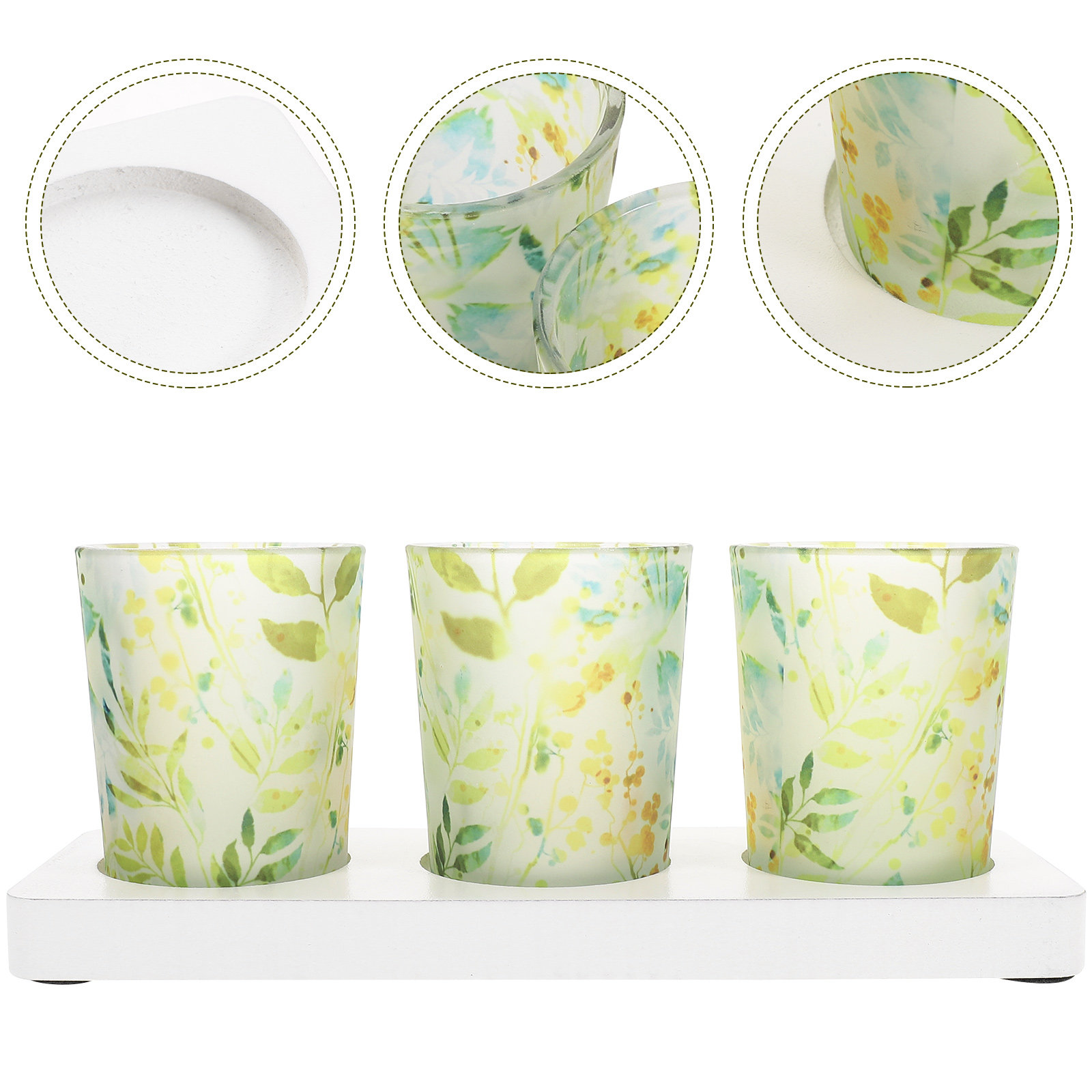 3 Pcs C Holders Glass Scented  - مراجعة Home Decor Green وسعره