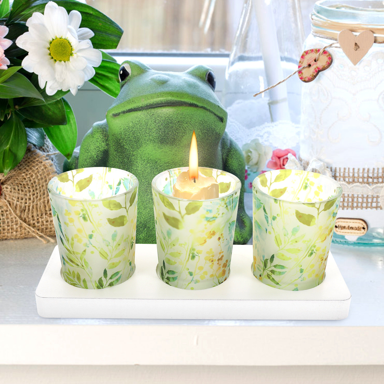 3 Pcs C Holders Glass Scented  - مراجعة Home Decor Green وسعره