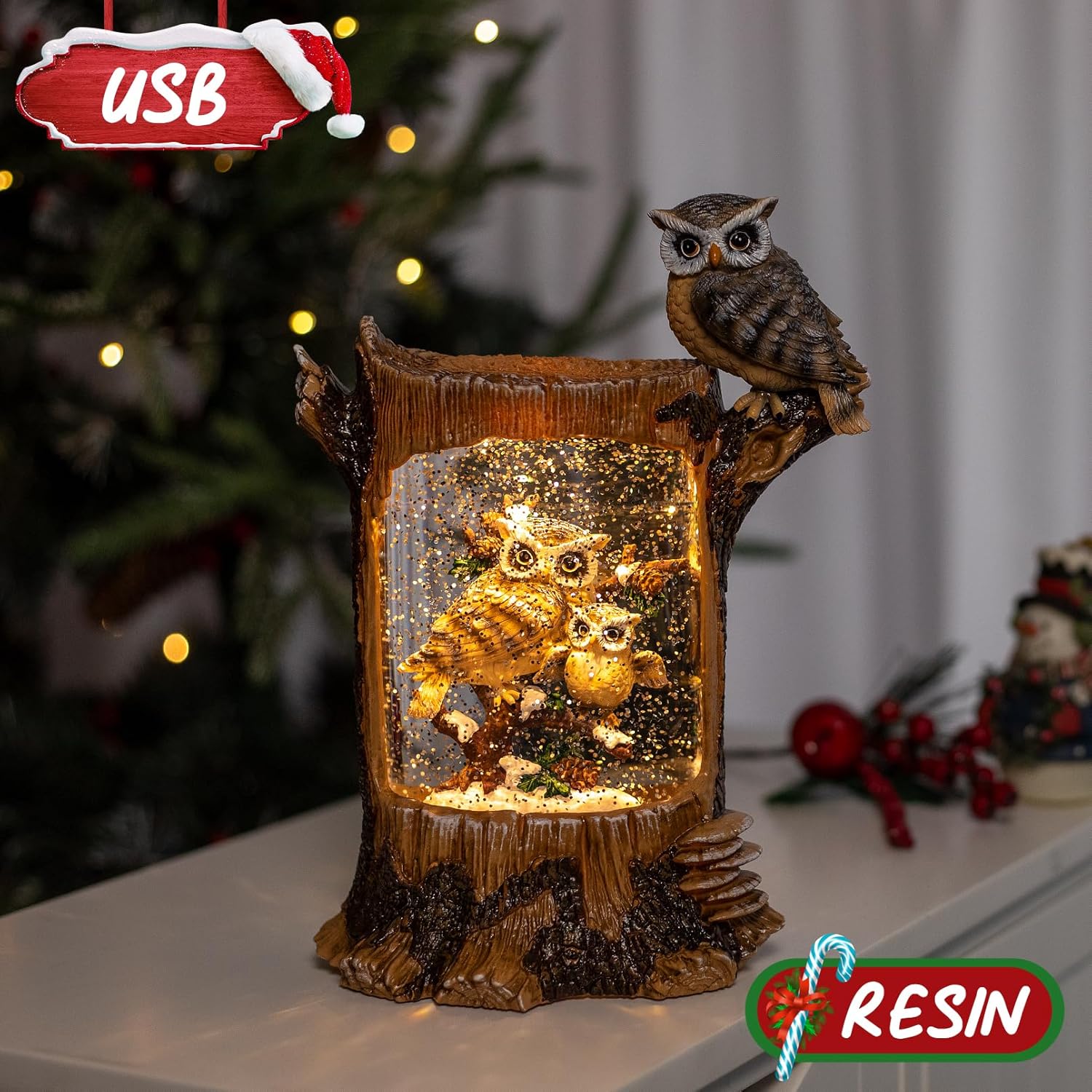 Christmas Owl Family Snow Glob - مراجعة Home Decor Collection وسعره