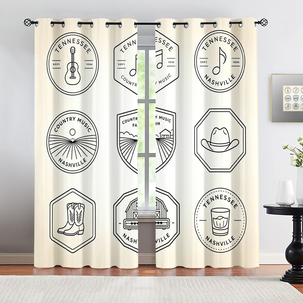Tennessee Country Music Theme  - مراجعة Home Decor Curtains وسعره