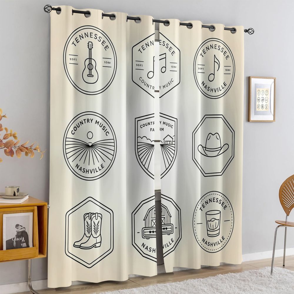 Tennessee Country Music Theme  - مراجعة Home Decor Curtains وسعره