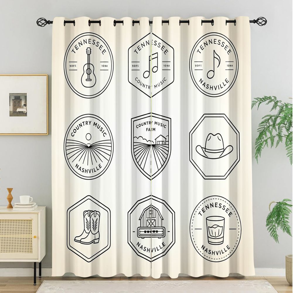 Tennessee Country Music Theme  - مراجعة Home Decor Curtains وسعره