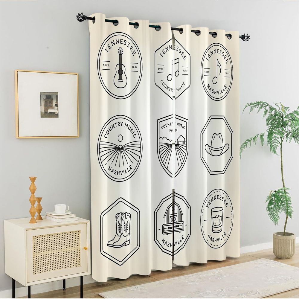 Tennessee Country Music Theme  - مراجعة Home Decor Curtains وسعره