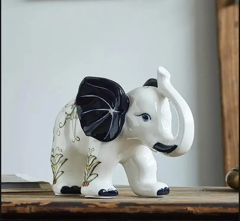 Blue and White Elephant Orname - مراجعة Home Decor Modern Organic وسعره