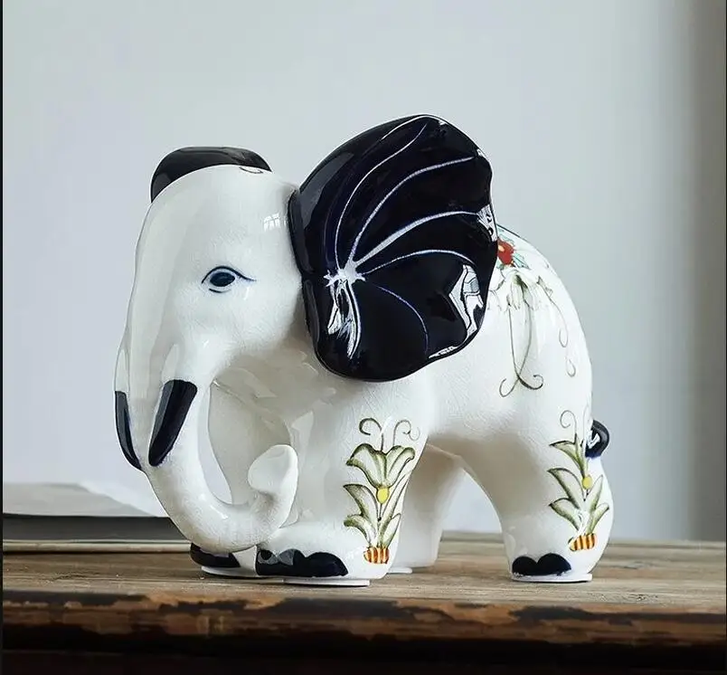 Blue and White Elephant Orname - مراجعة Home Decor Modern Organic وسعره