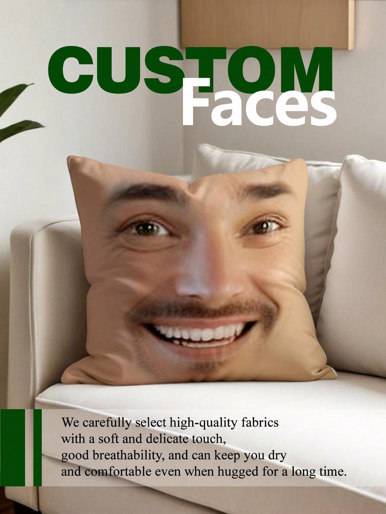 1pc Custom Face Square Pillow  - مراجعة Decorative Throw Pillow وسعره