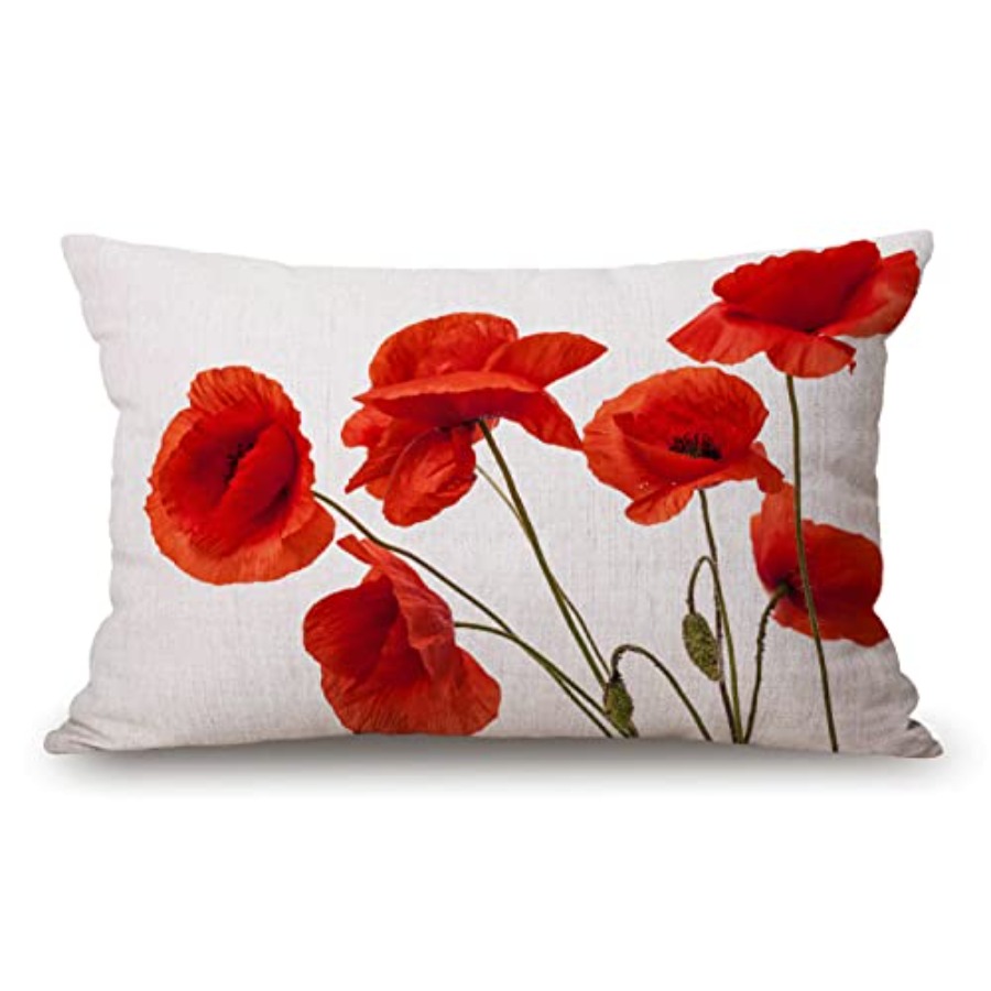 Poppy Flowers Farmhouse Pillow - مراجعة Decorative Throw Pillow وسعره