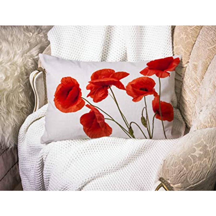Poppy Flowers Farmhouse Pillow - مراجعة Decorative Throw Pillow وسعره