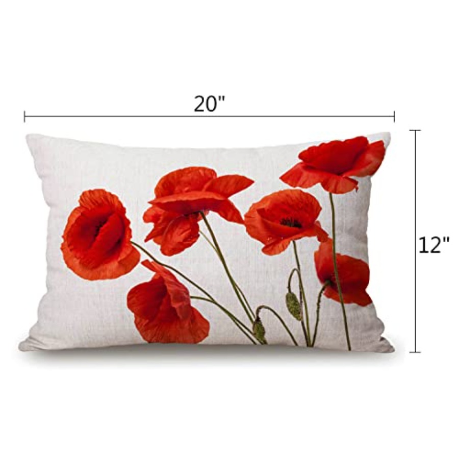 Poppy Flowers Farmhouse Pillow - مراجعة Decorative Throw Pillow وسعره