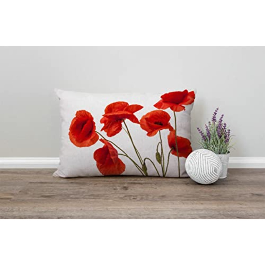 Poppy Flowers Farmhouse Pillow - مراجعة Decorative Throw Pillow وسعره