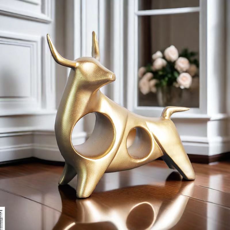 Resin Gold Bull Statue Graffit - مراجعة Abstract Sculpture Resin وسعره