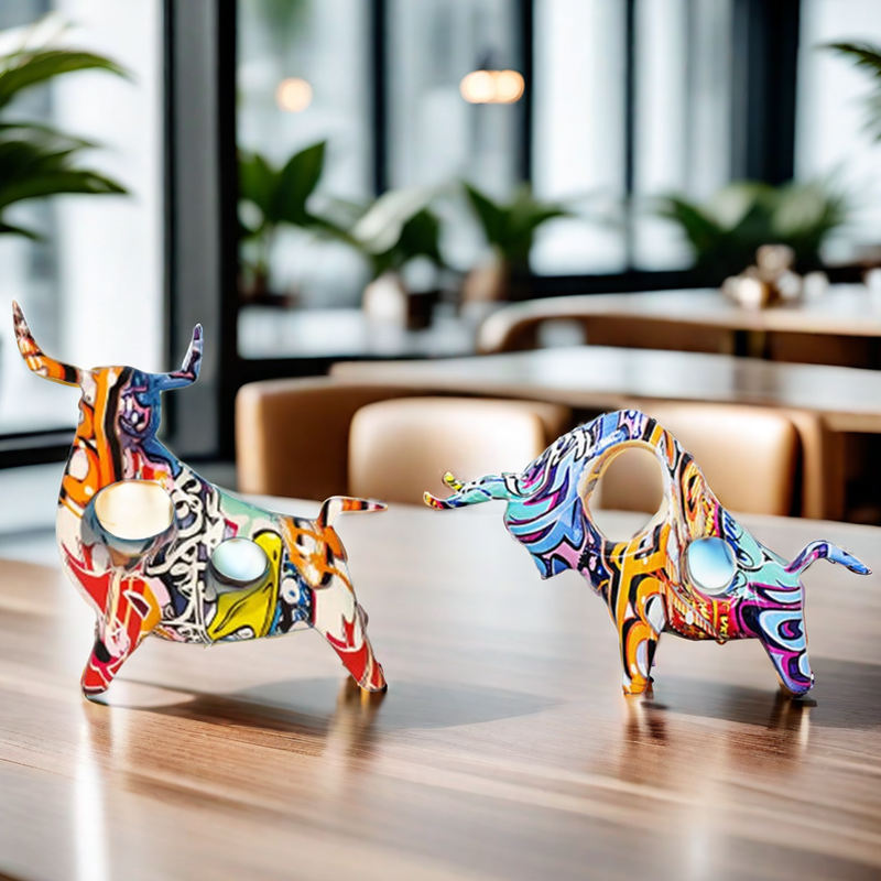 Resin Gold Bull Statue Graffit - مراجعة Abstract Sculpture Resin وسعره