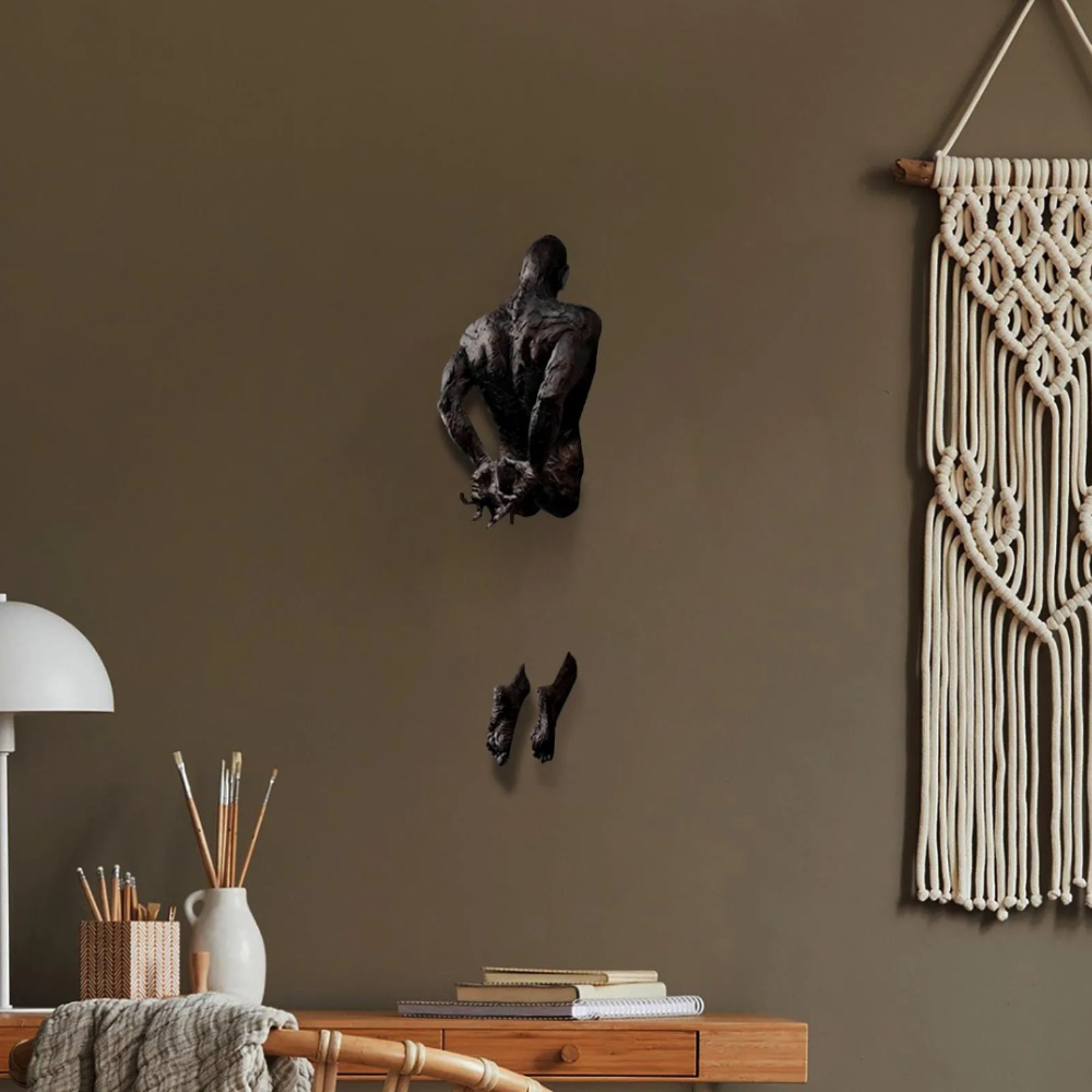 3D Through Wall Figure Sculptu - مراجعة Abstract Sculpture Resin وسعره