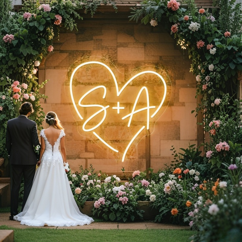 Custom Initials Heart LED Neon - مراجعة Home Decor Com وسعره