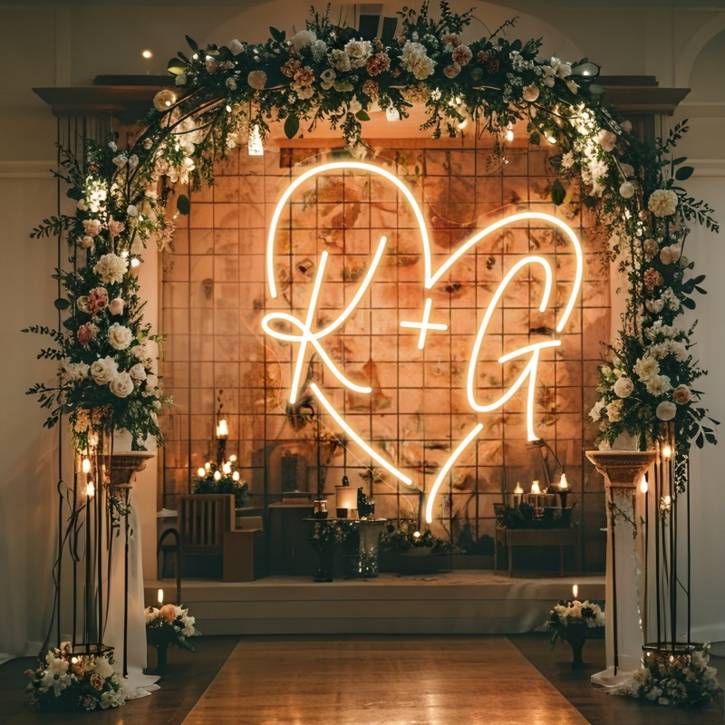 Custom Initials Heart LED Neon - مراجعة Home Decor Com وسعره