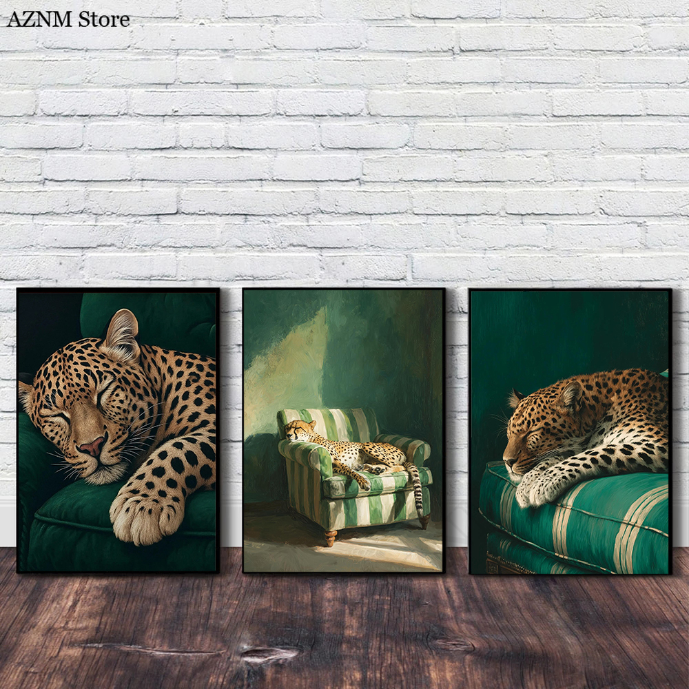 Trendy Cheetah Art Print Poste - مراجعة Home Decor Green وسعره