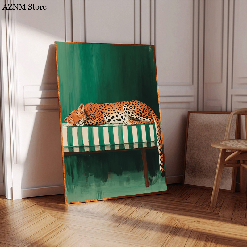 Trendy Cheetah Art Print Poste - مراجعة Home Decor Green وسعره