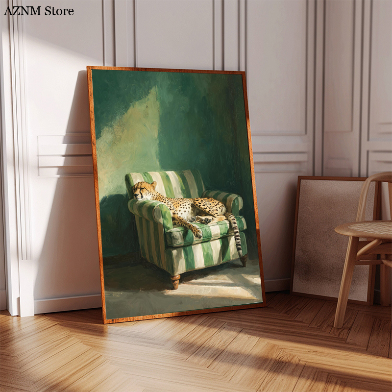 Trendy Cheetah Art Print Poste - مراجعة Home Decor Green وسعره