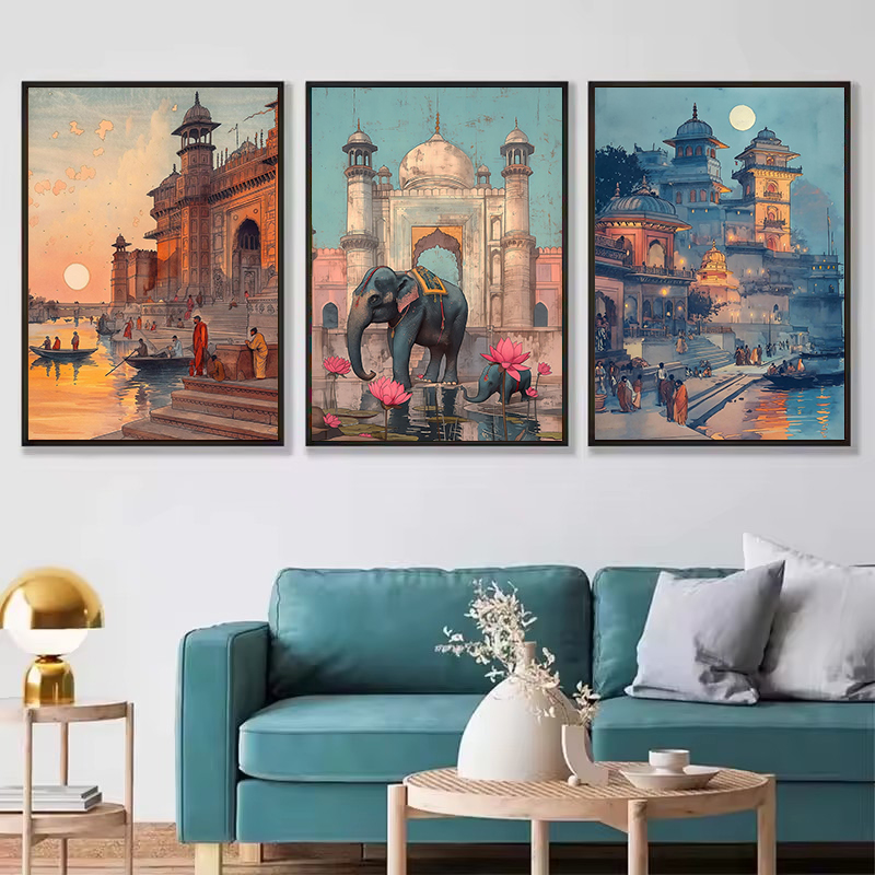 Vintage Ancient India Living B - مراجعة Home Decor Varanasi وسعره