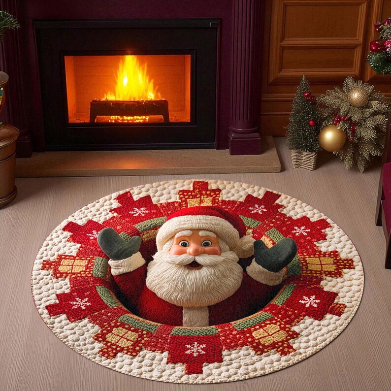 Christmas Santa Claus Round Do - مراجعة Home Xmas Decor Ideas وسعره
