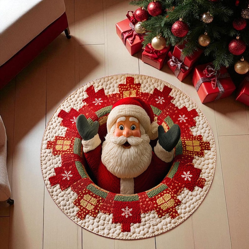 Christmas Santa Claus Round Do - مراجعة Home Xmas Decor Ideas وسعره