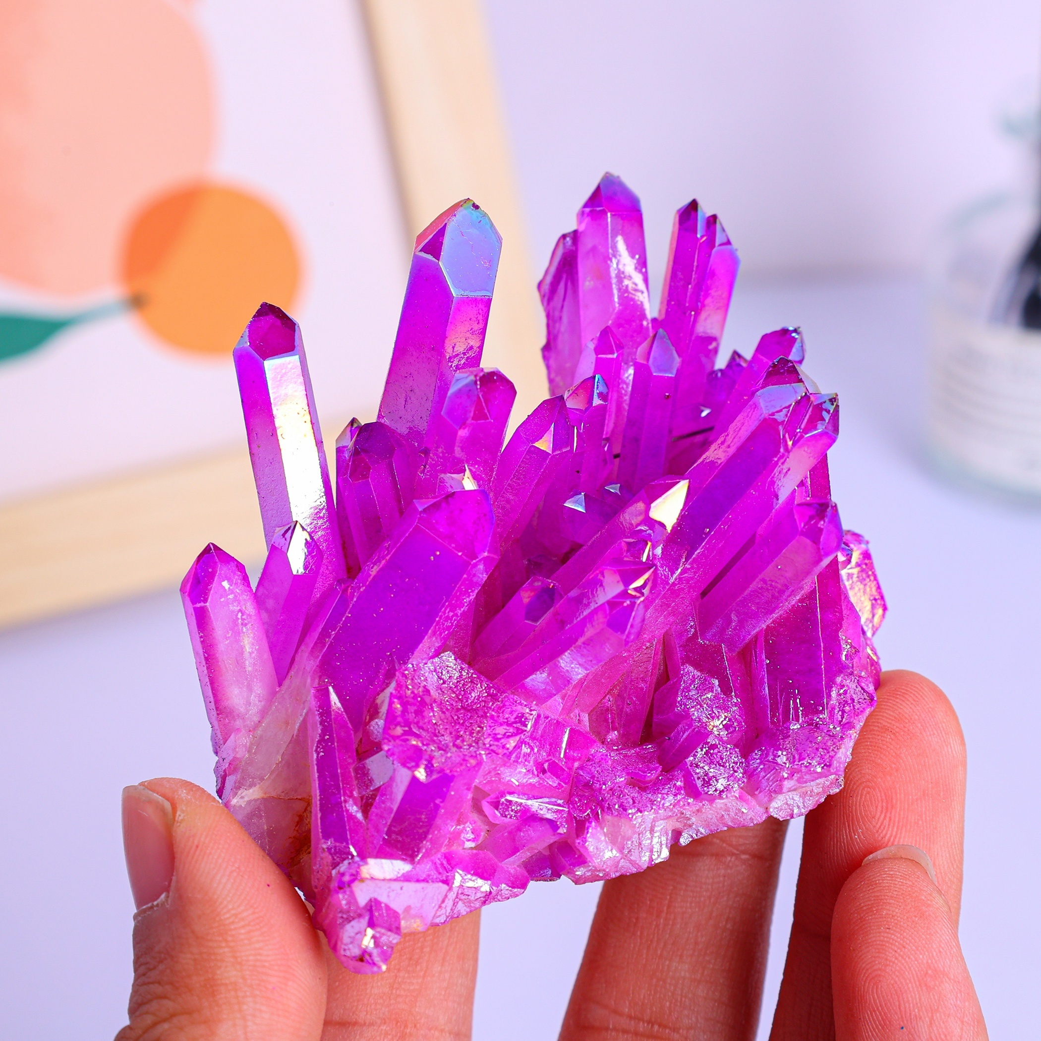 Natural Crystal Cluster Pink S - مراجعة Home Decor Modern Organic وسعره