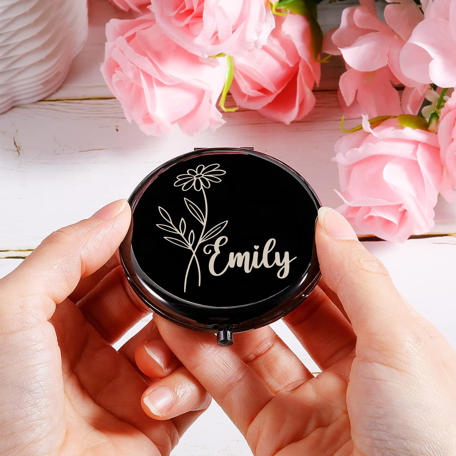 1pc flowers with name laser mi - مراجعة Home Decor Mirror وسعره