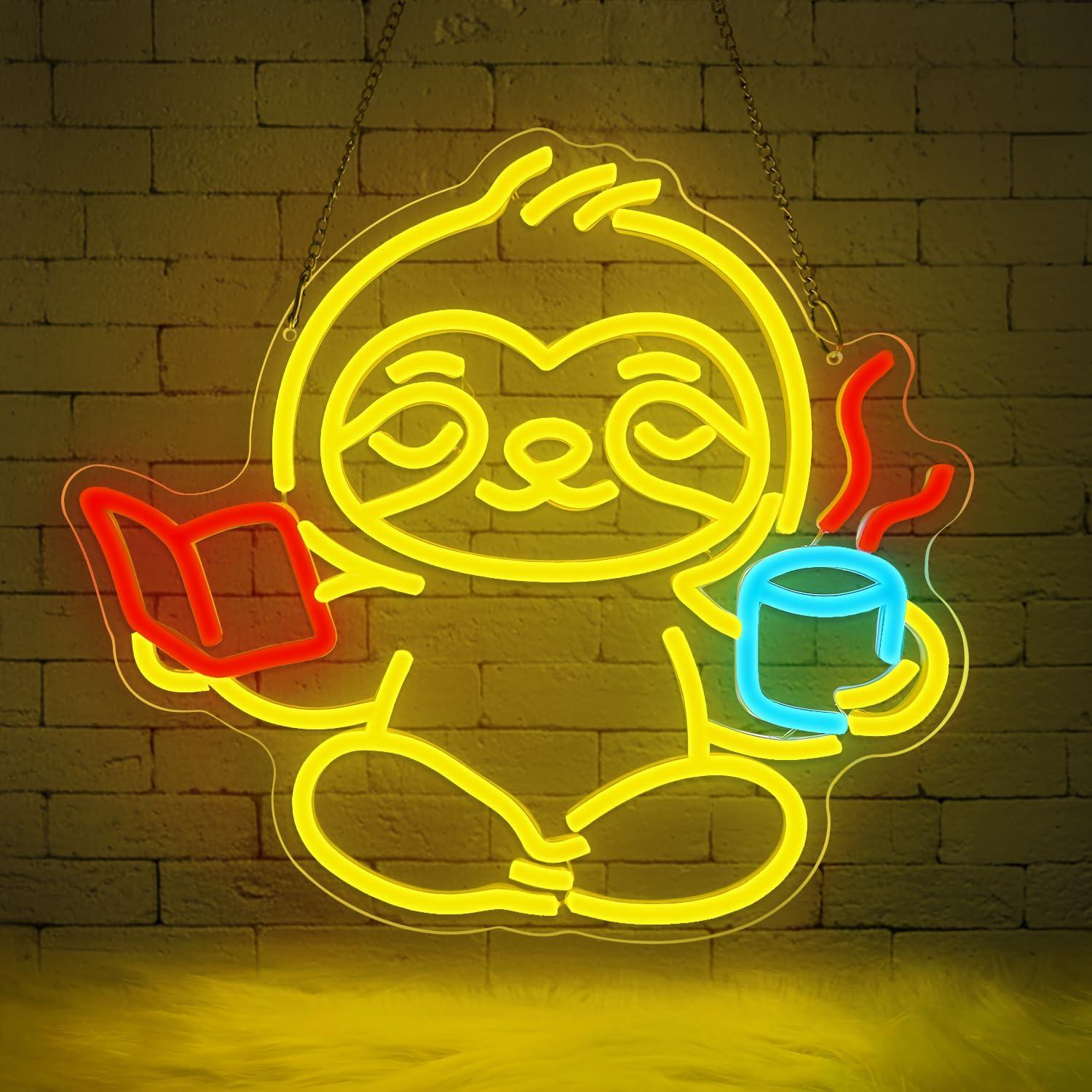 Sloth Neon Sign USB Dimmable L - مراجعة Home Decor Room وسعره