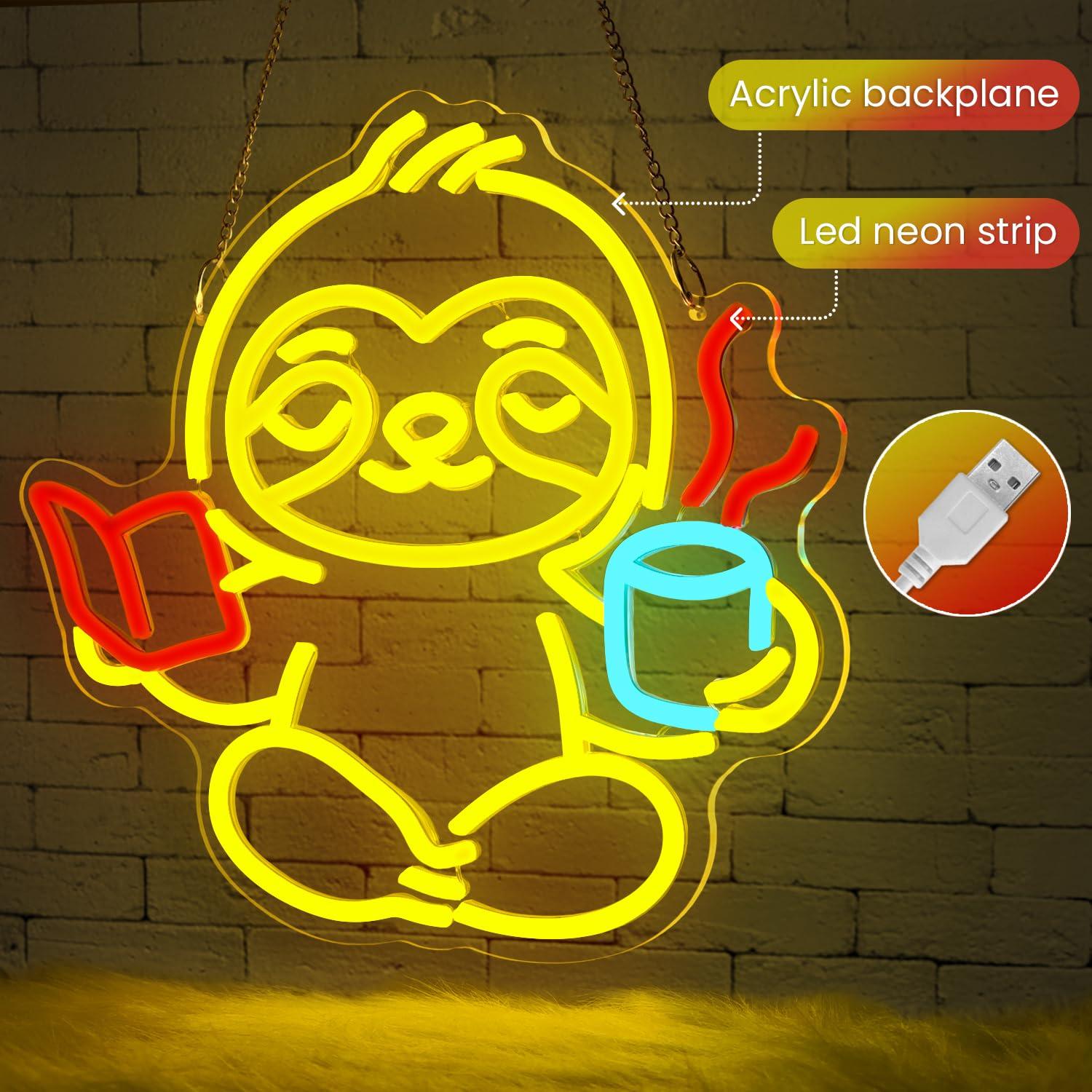Sloth Neon Sign USB Dimmable L - مراجعة Home Decor Room وسعره