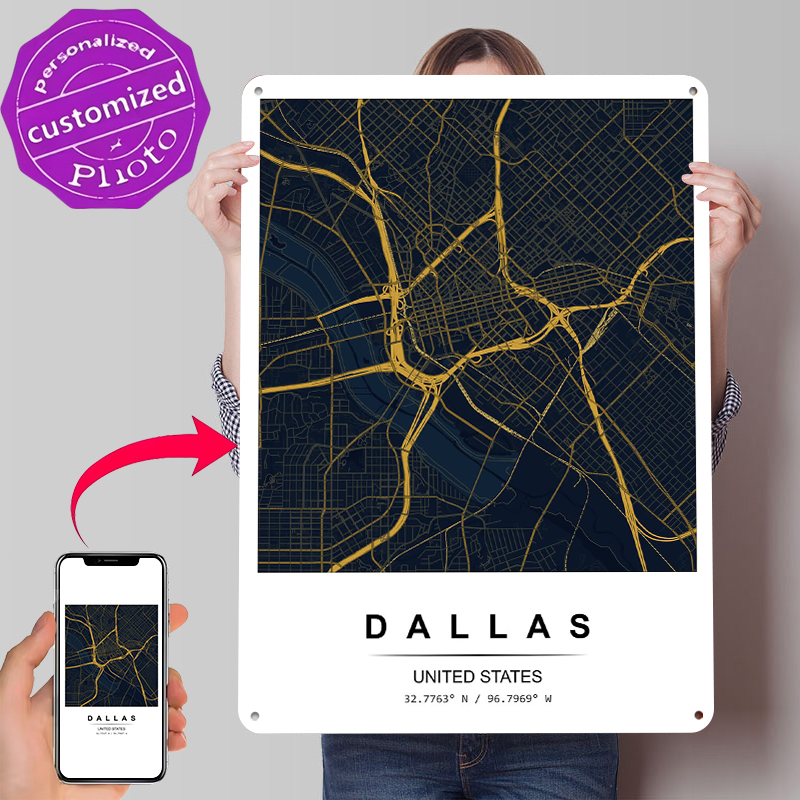 Dallas City Map Art Printed Po - مراجعة Home Decor Dallas وسعره