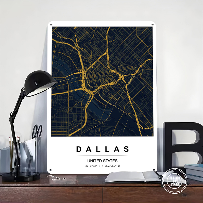 Dallas City Map Art Printed Po - مراجعة Home Decor Dallas وسعره
